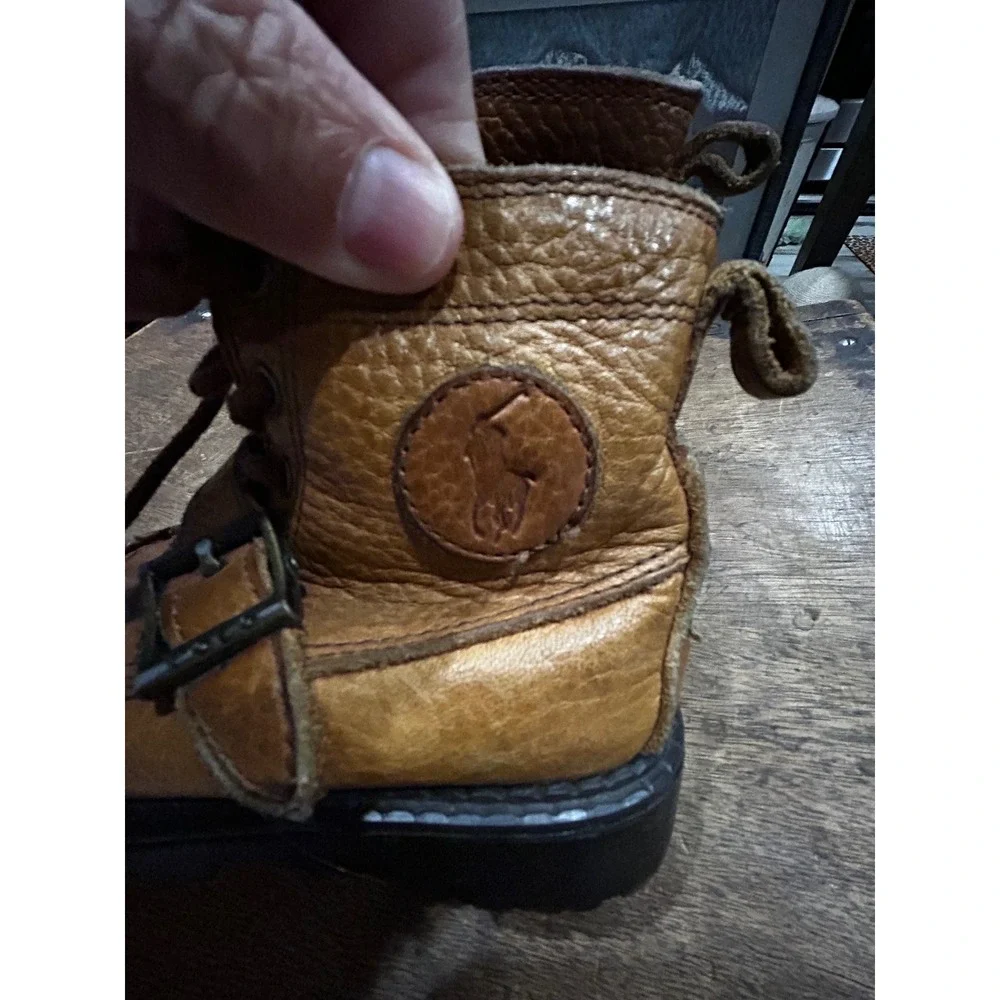 Polo Ralph Lauren Toddler 7 Brown Leather Buckle Lace Up Moc Toe Boots Ranger